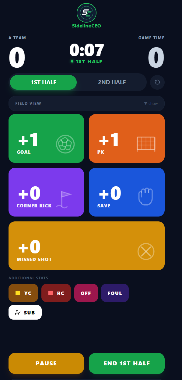 Soccer Live Scoreboard - Match Clock and Goal Tracking